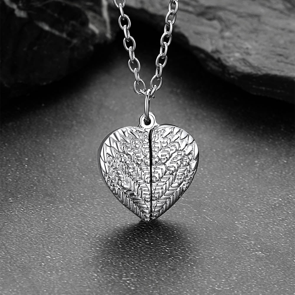 Custom Angel Wings Photo Locket Necklace for Women