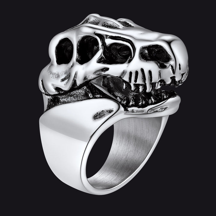 Biker Animal Chunky Dinosaur Head Stainless Steel Ring for Men