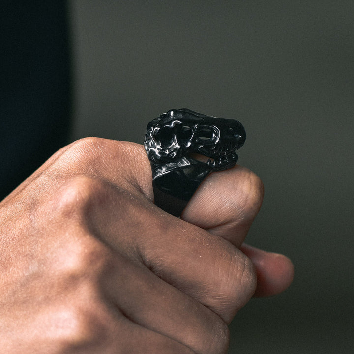 Biker Animal Chunky Dinosaur Head Stainless Steel Ring for Men