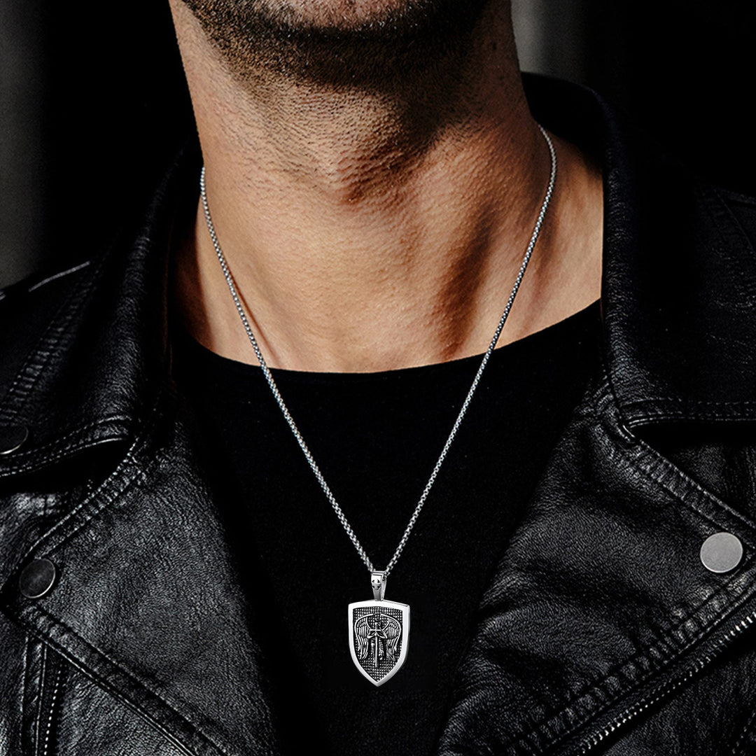 Shield Archangel St. Michael Protection Necklace For Men