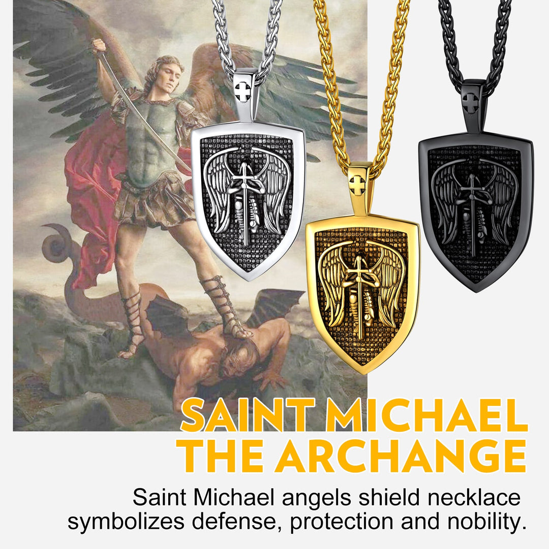 Shield Archangel St. Michael Protection Necklace For Men