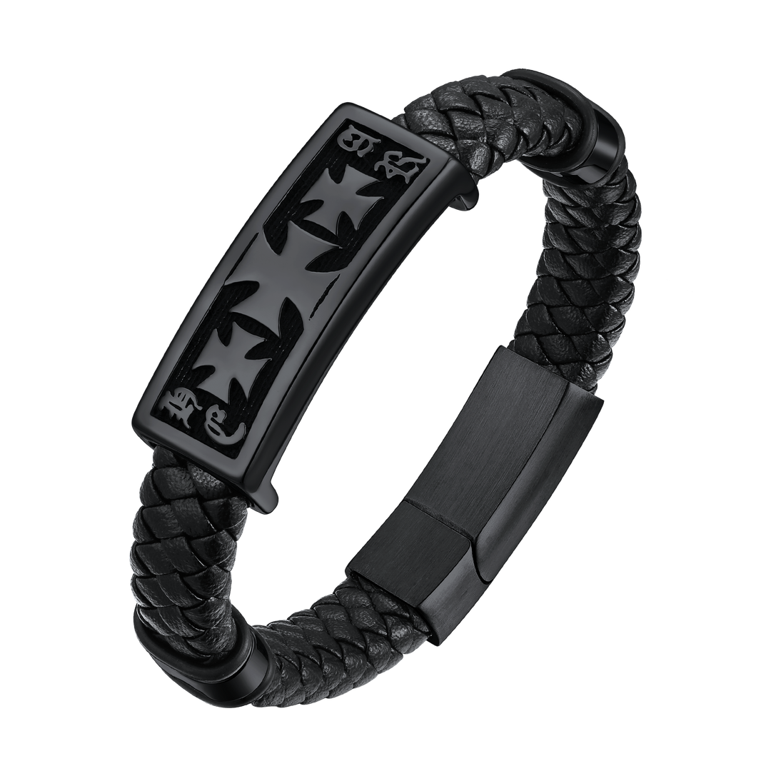 Christian Knights Templar Cross Leather Bracelet for Men