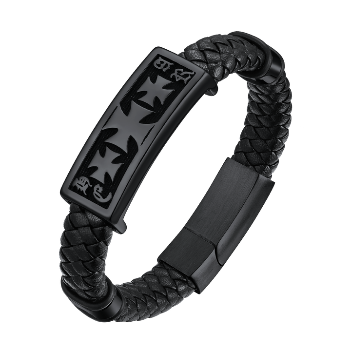 Christian Knights Templar Cross Leather Bracelet for Men