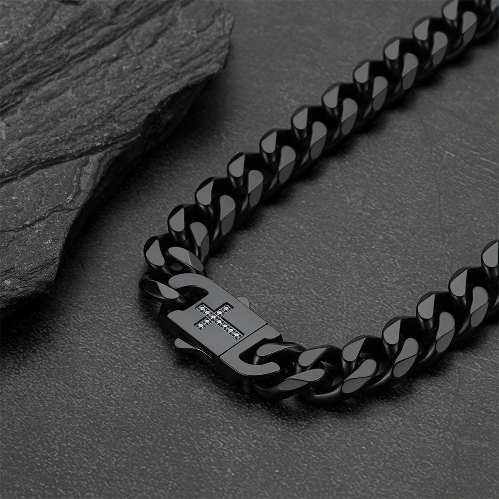 Miami Cuban Link Chain Necklace with Cross for Men