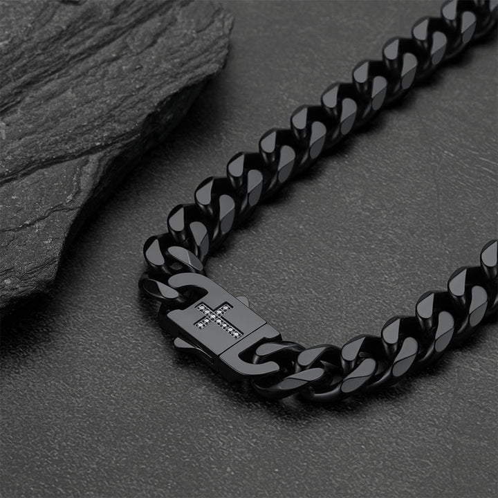 Miami Cuban Link Chain Necklace with Cross for Men