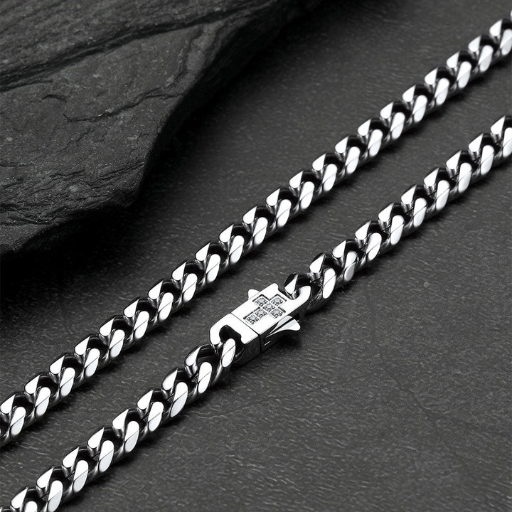 Miami Cuban Link Chain Necklace with Cross for Men