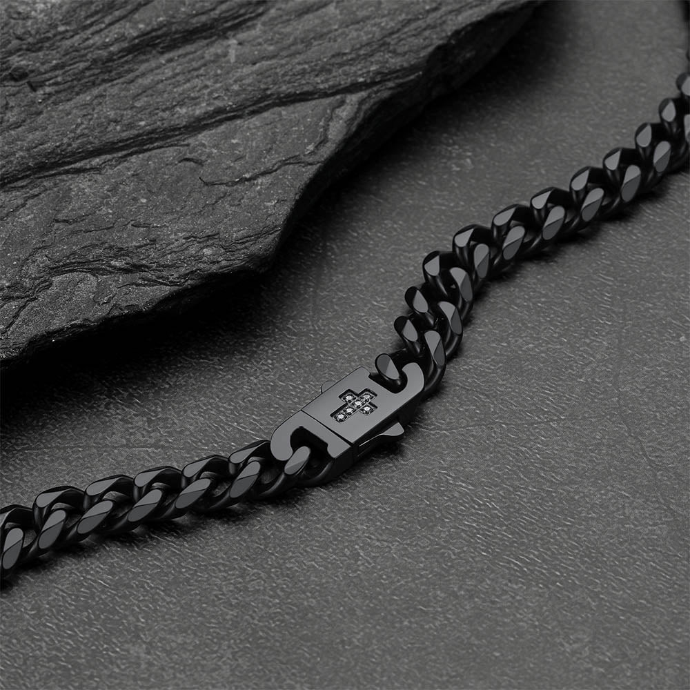 Miami Cuban Link Chain Necklace with Cross for Men