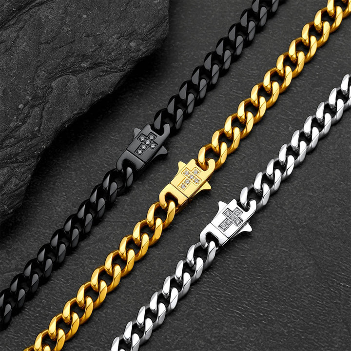 Miami Cuban Link Chain Necklace with Cross for Men