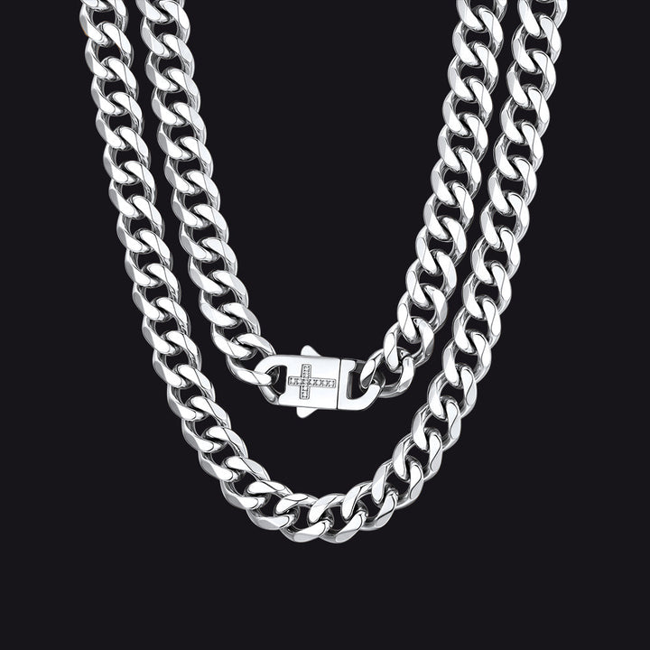 Miami Cuban Link Chain Necklace with Cross for Men