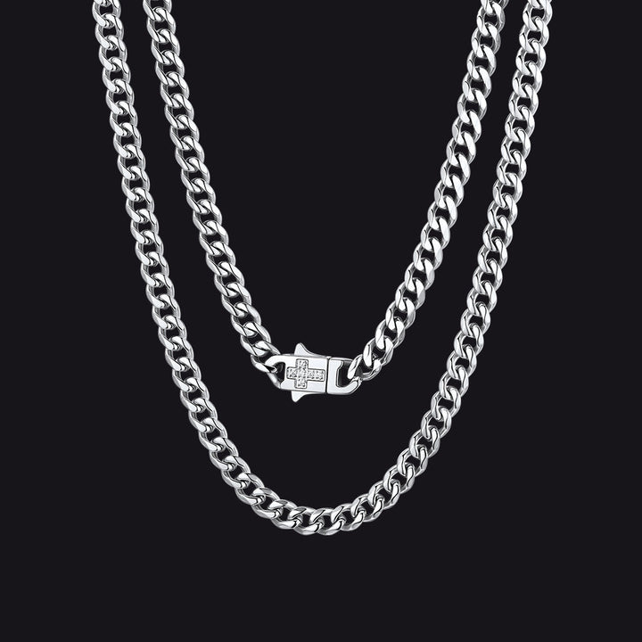 Miami Cuban Link Chain Necklace with Cross for Men