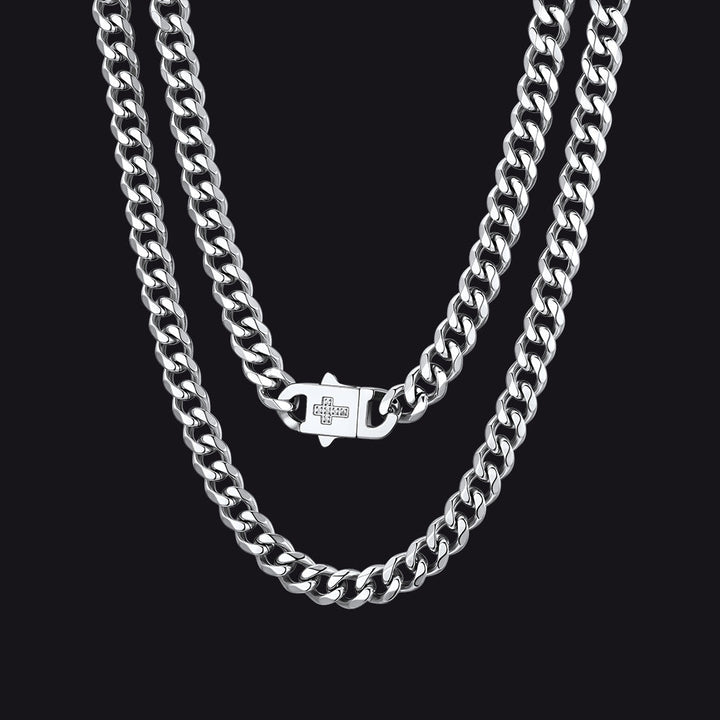Miami Cuban Link Chain Necklace with Cross for Men