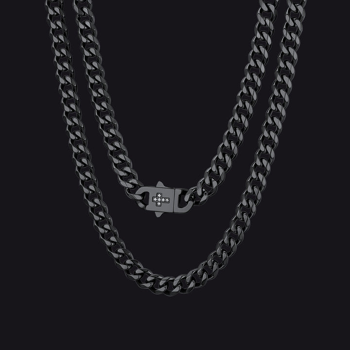 Miami Cuban Link Chain Necklace with Cross for Men