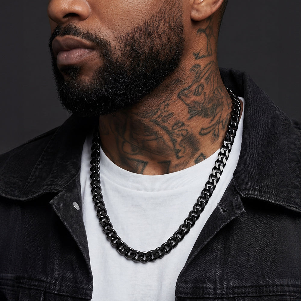 Miami Cuban Link Chain Necklace with Cross for Men