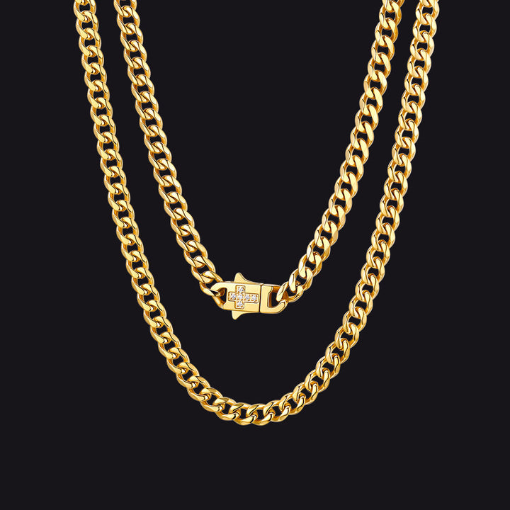 Miami Cuban Link Chain Necklace with Cross for Men