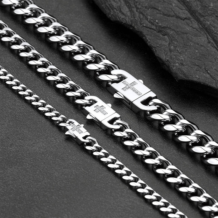 Miami Cuban Link Chain Necklace with Cross for Men