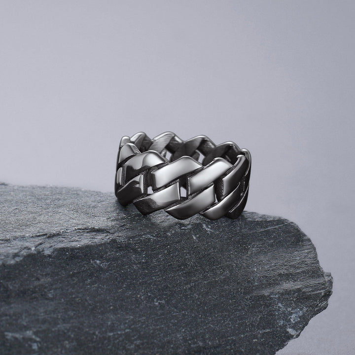 Biker Cuban Chain Stainless Steel Ring for Men 11MM