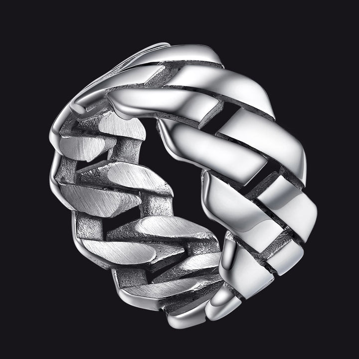 Biker Cuban Chain Stainless Steel Ring for Men 11MM