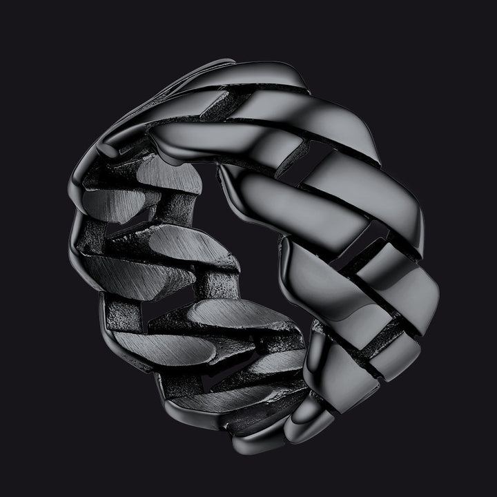 Biker Cuban Chain Stainless Steel Ring for Men 11MM