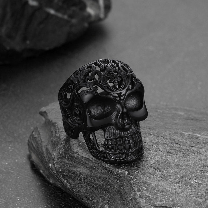 Gothic Skull Hollow Sugar Stainless Steel Ring for Men