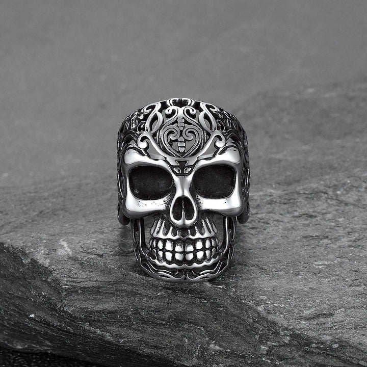 Gothic Skull Hollow Sugar Stainless Steel Ring for Men