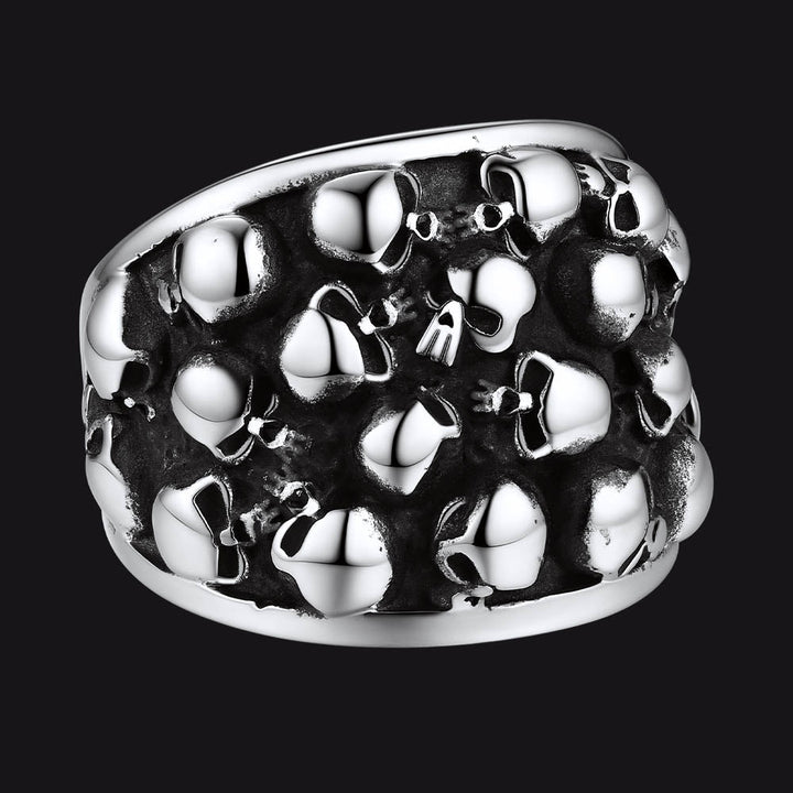 Gothic Skeleton Multi Skull Stainless Steel Band Ring For Men