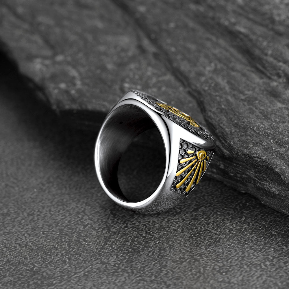 Stainless Steel Masonic Signet Ring for Men Freemasonry