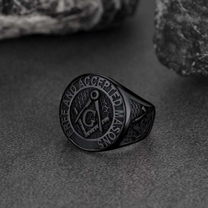 Stainless Steel Masonic Signet Ring for Men Freemasonry