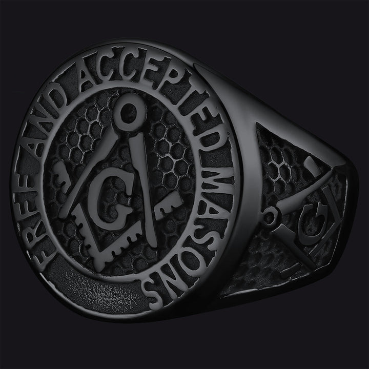Stainless Steel Masonic Signet Ring for Men Freemasonry