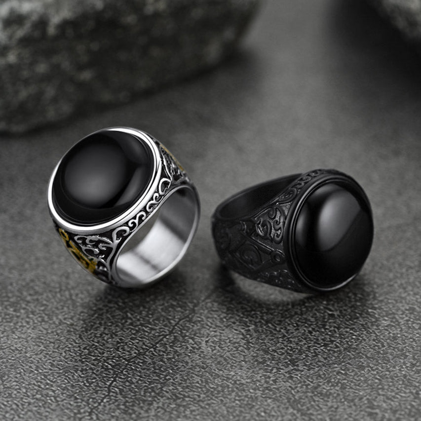 Vintage Masonic Black Onyx Ring for Men Father
