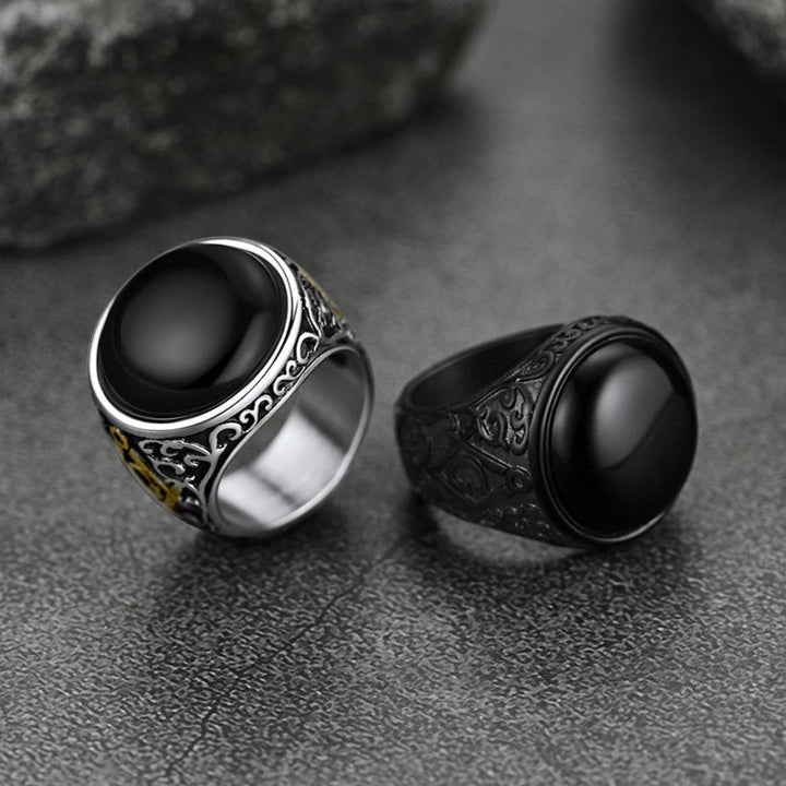 Vintage Masonic Black Onyx Ring for Men Father