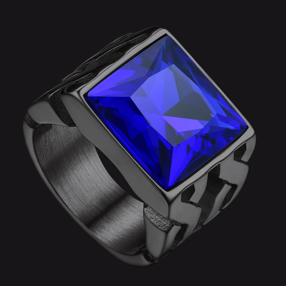 Celtic Black Onyx Signet Ring in Stainless Steel for Men