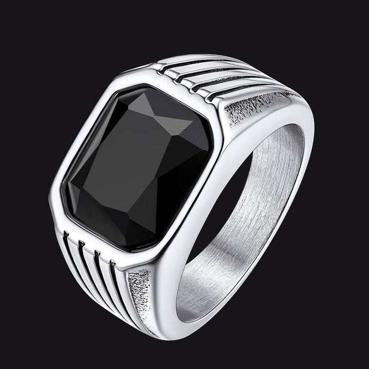 Black Onyx Stone Ring Signet Ring For Men Size 07-12
