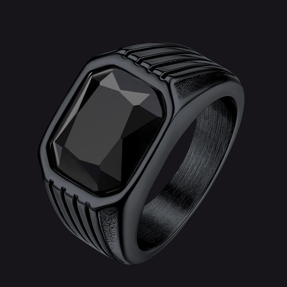 Black Onyx Stone Ring Signet Ring For Men Size 07-12