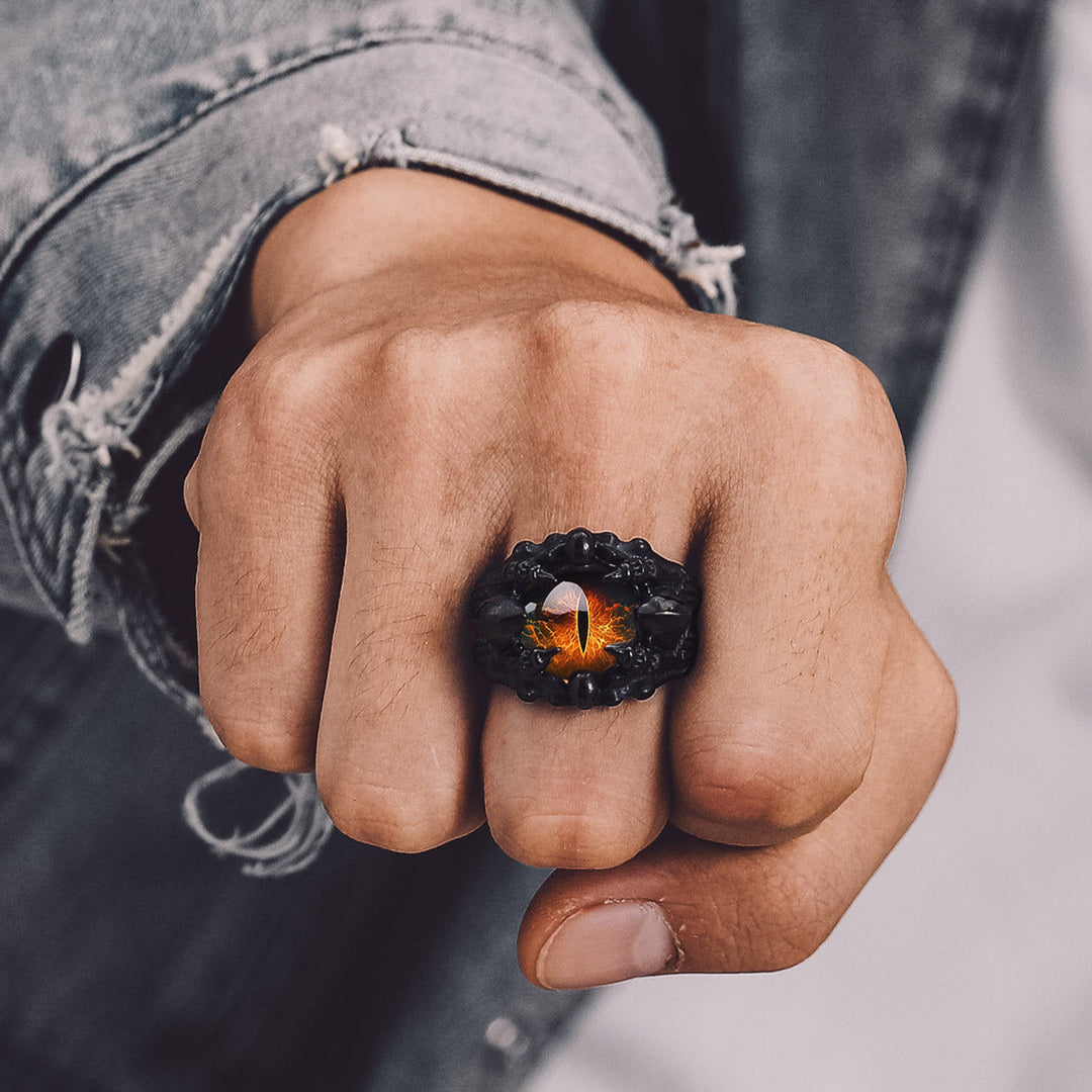 Customized Gothic Photo Dragon Claw Ring with Picture For Men