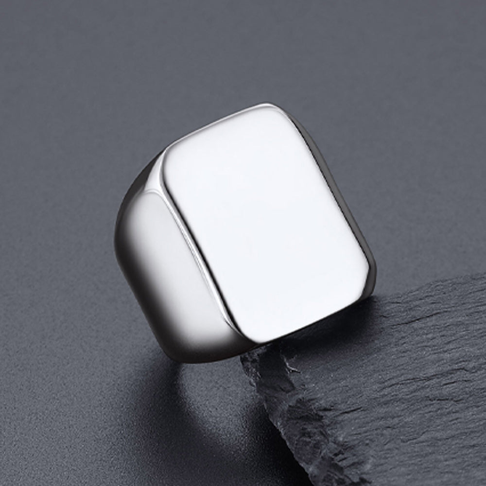 Customized Text Chunky Signet Ring for Men Women