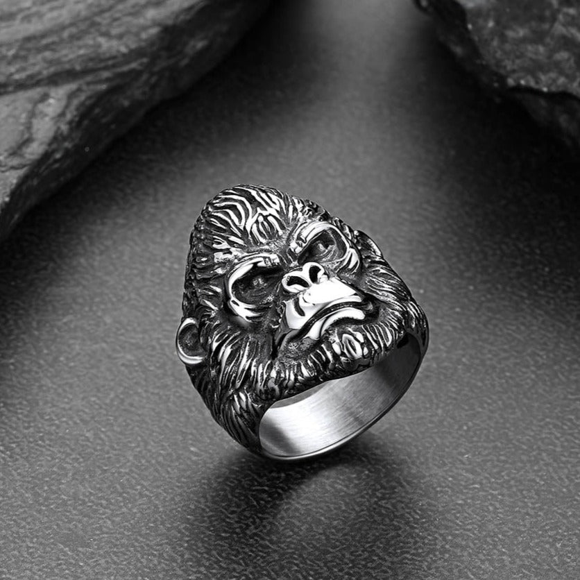 Biker Gorilla King Stainless Steel Ring for Men