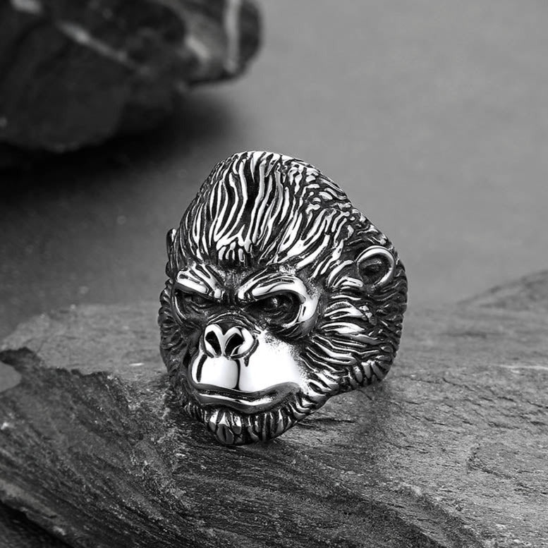 Biker Gorilla King Stainless Steel Ring for Men