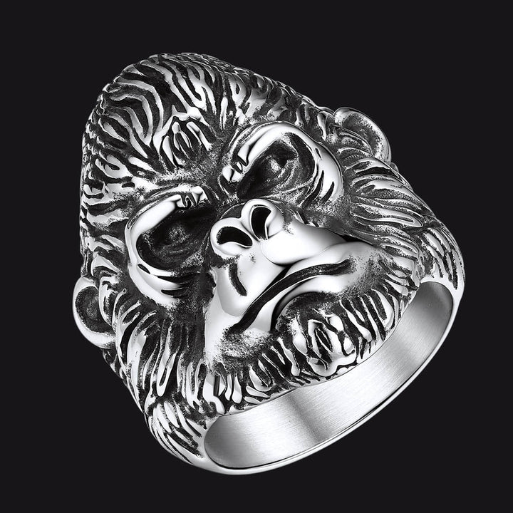 Biker Gorilla King Stainless Steel Ring for Men