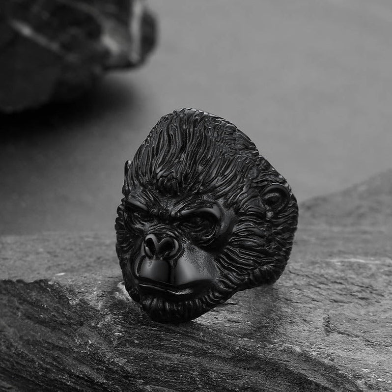 Biker Gorilla King Stainless Steel Ring for Men
