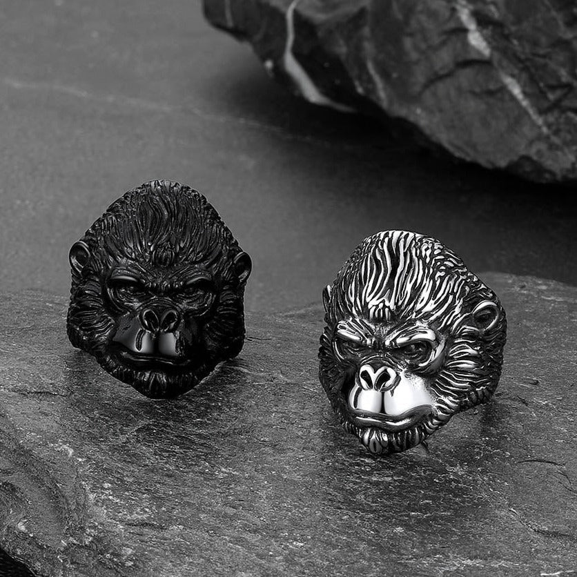 Biker Gorilla King Stainless Steel Ring for Men