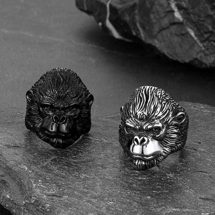 Biker Gorilla King Stainless Steel Ring for Men