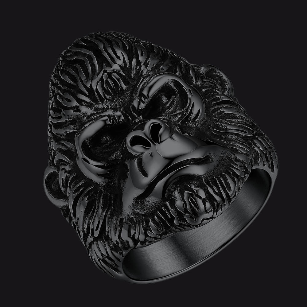 Biker Gorilla King Stainless Steel Ring for Men