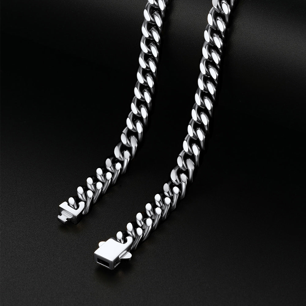Miami Cuban Chain & Celtic Knot Cross Necklace Set for Men