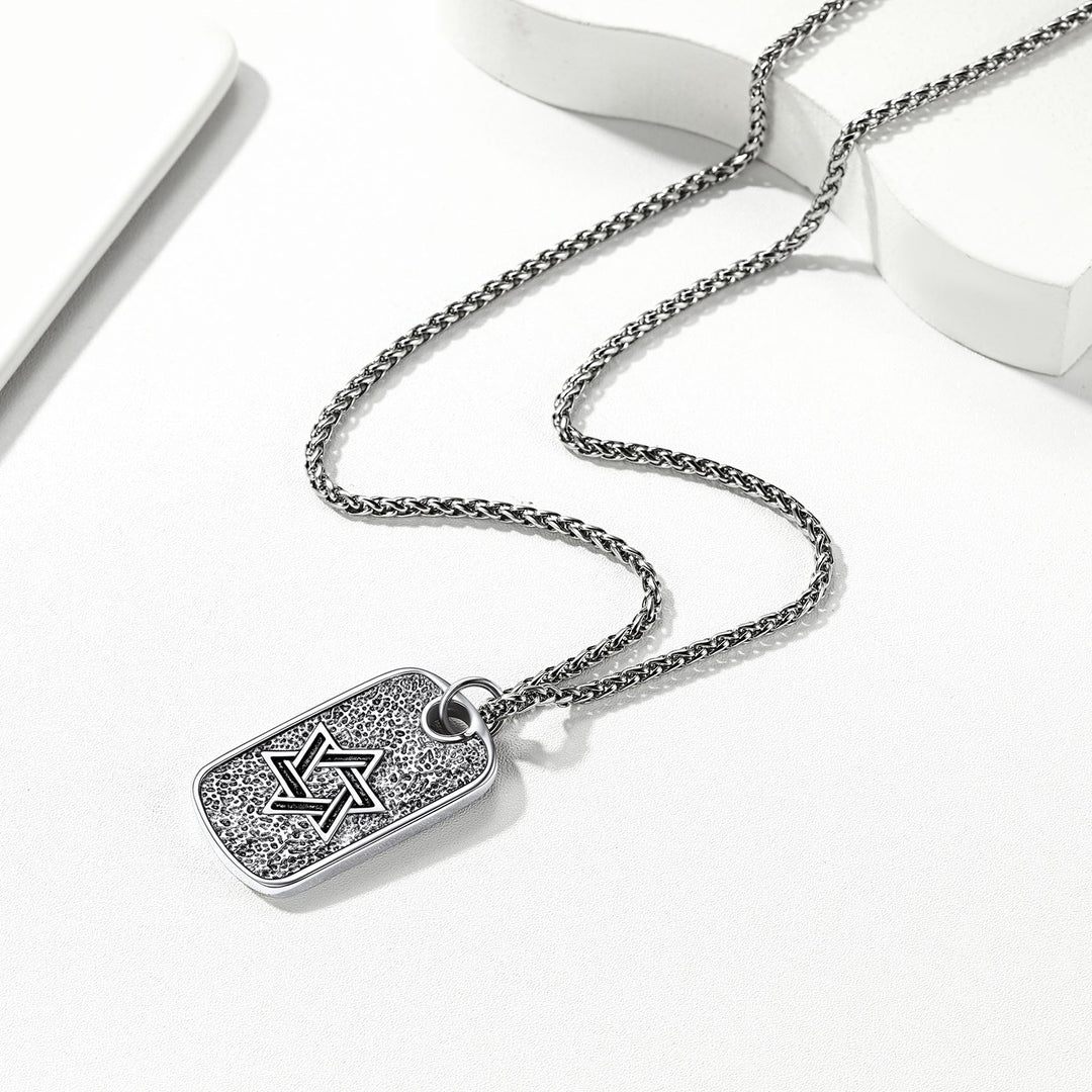Flash Sale Hebrew Jewish Star of David Dog Tag Necklace with Knight Cross