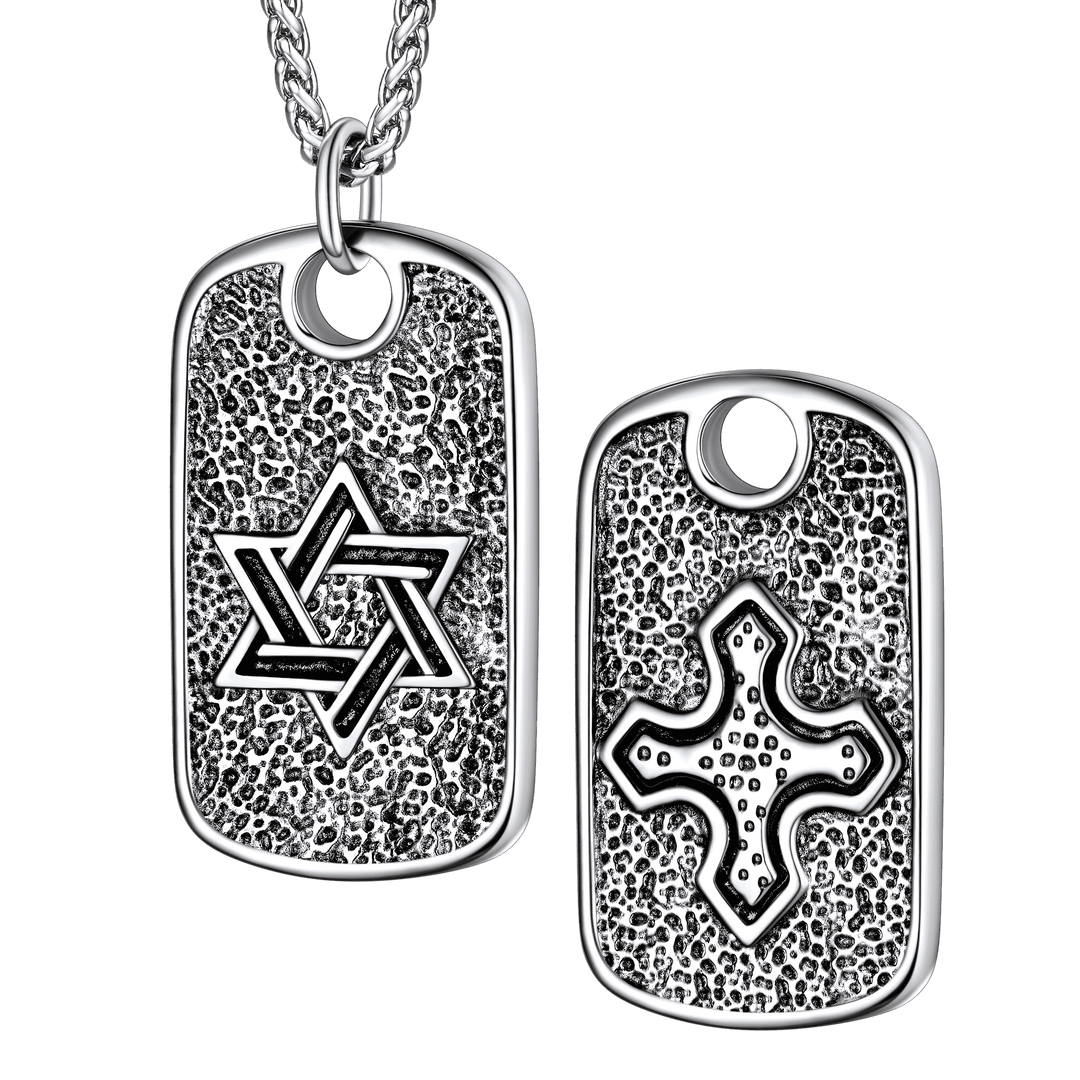 Flash Sale Hebrew Jewish Star of David Dog Tag Necklace with Knight Cross