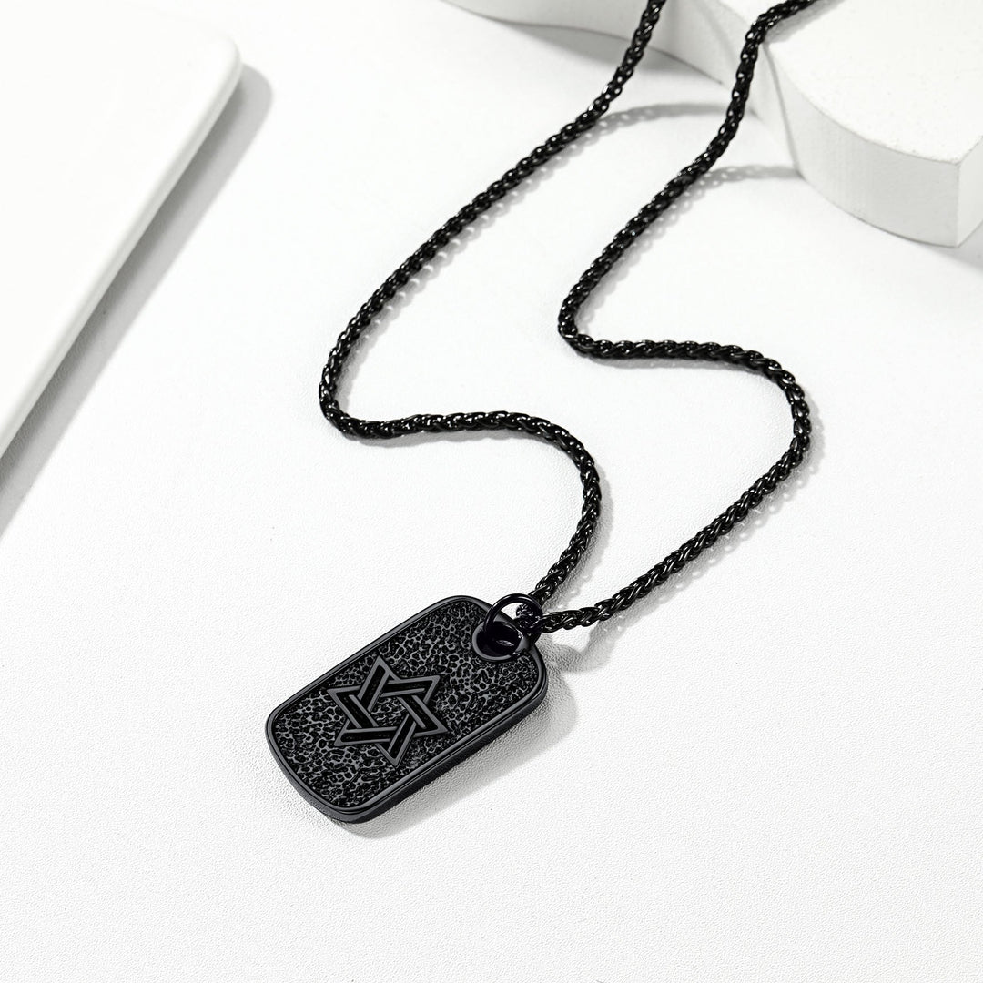Flash Sale Hebrew Jewish Star of David Dog Tag Necklace with Knight Cross