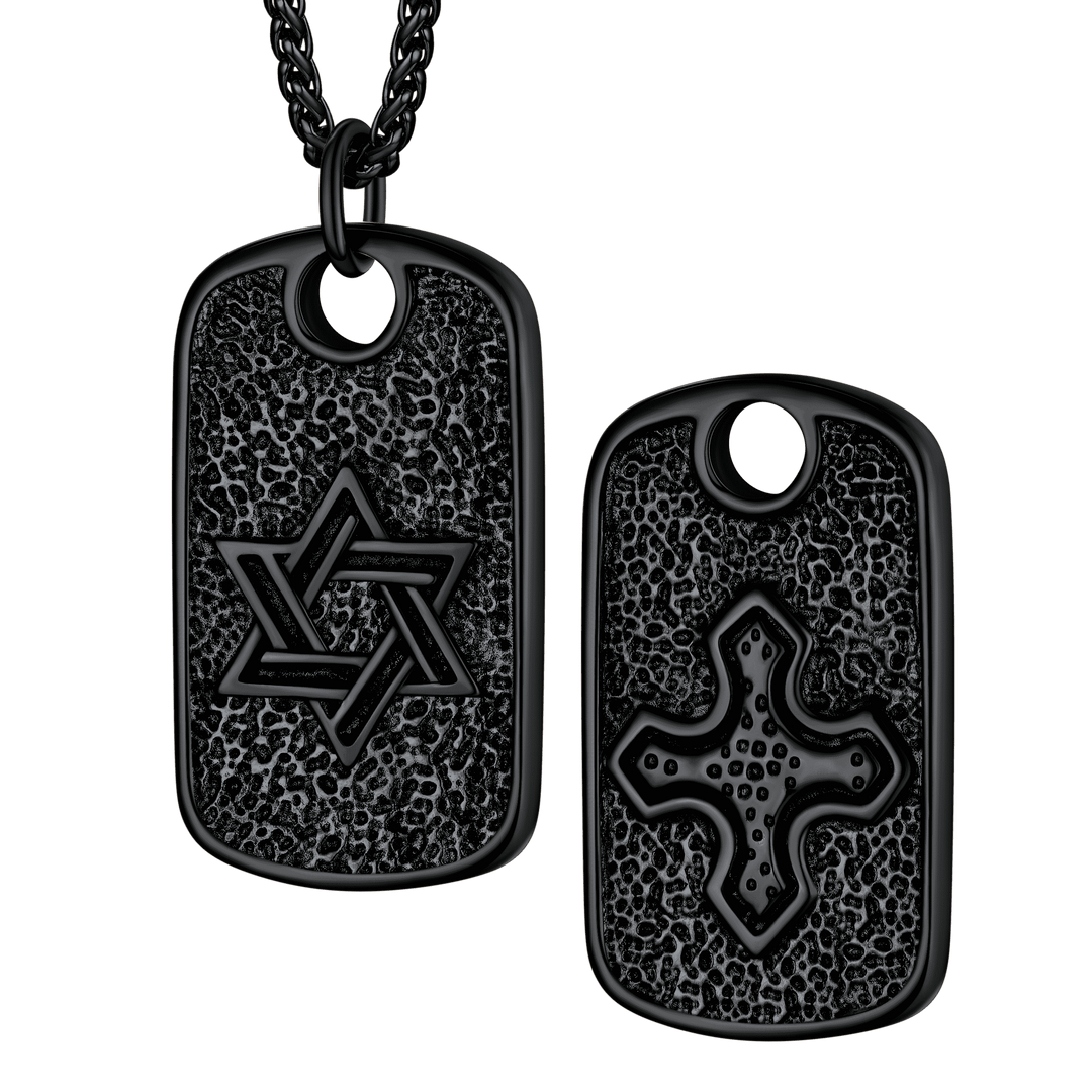 Flash Sale Hebrew Jewish Star of David Dog Tag Necklace with Knight Cross
