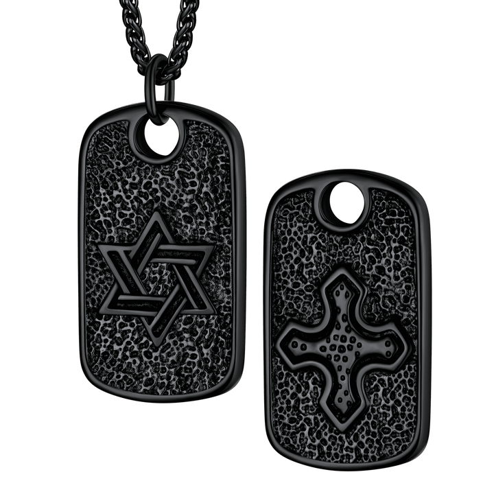 Flash Sale Hebrew Jewish Star of David Dog Tag Necklace with Knight Cross