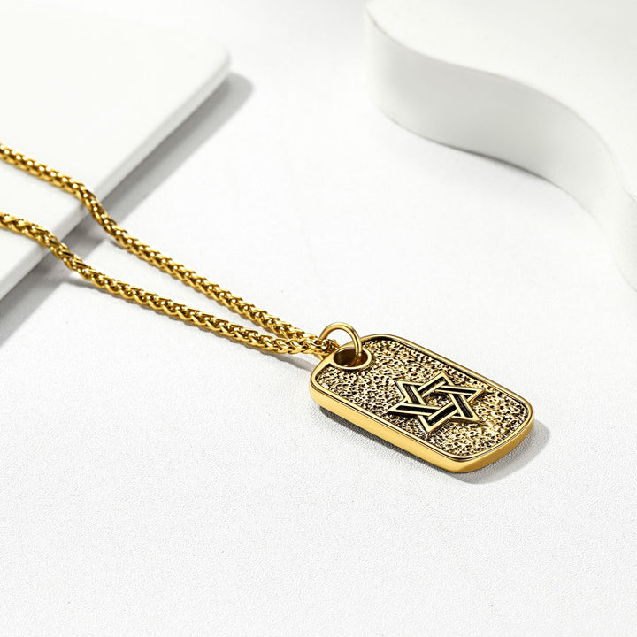 Flash Sale Hebrew Jewish Star of David Dog Tag Necklace with Knight Cross
