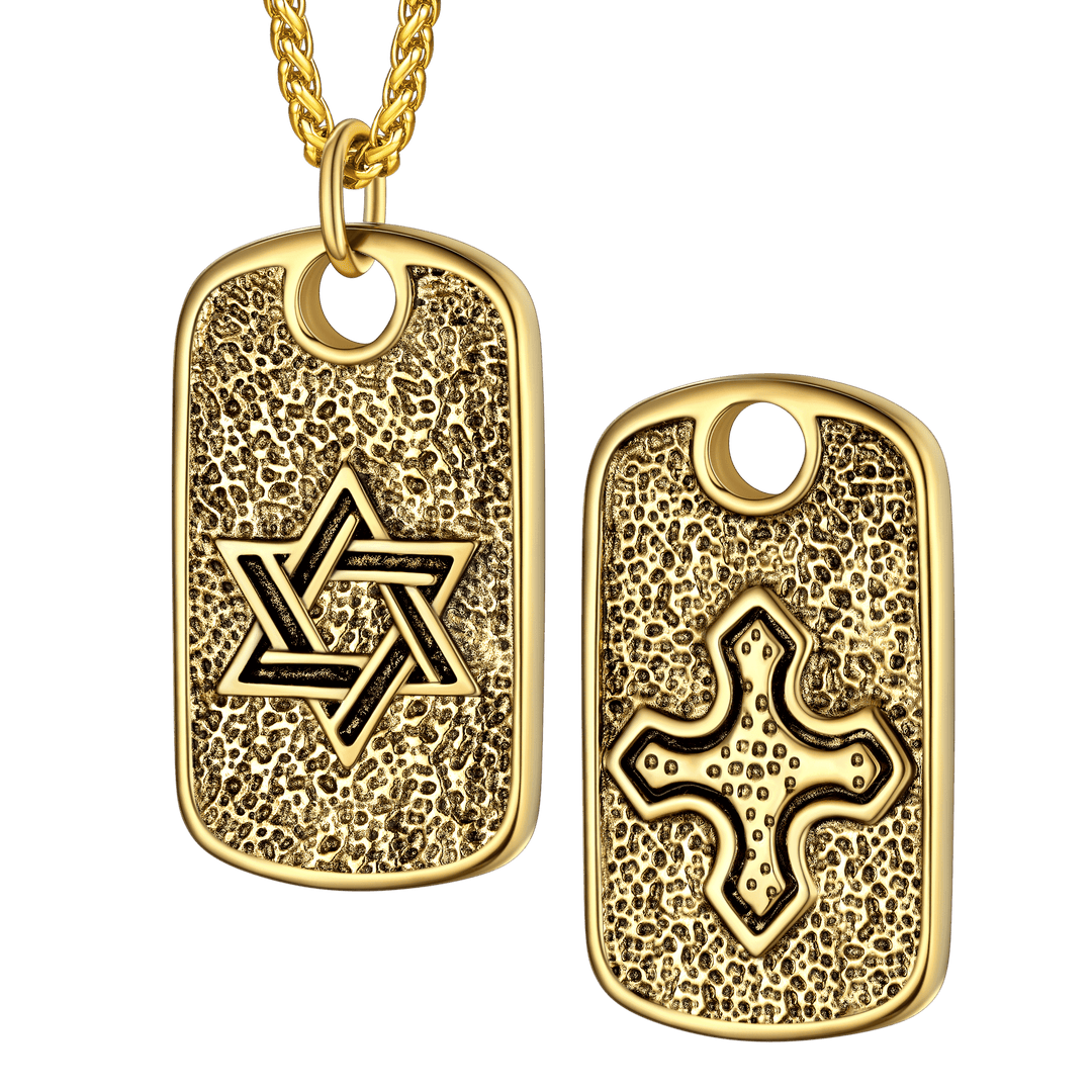 Flash Sale Hebrew Jewish Star of David Dog Tag Necklace with Knight Cross